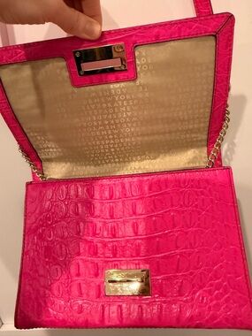 Kate Spade Hot Pink Croc-Embossed Crossbody with Gold Hardware